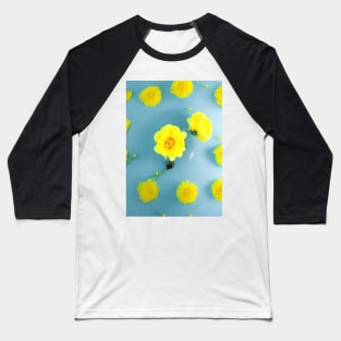 LOVELY YELLOW FLOWERS BLUE BACKGROUND Baseball T-Shirt